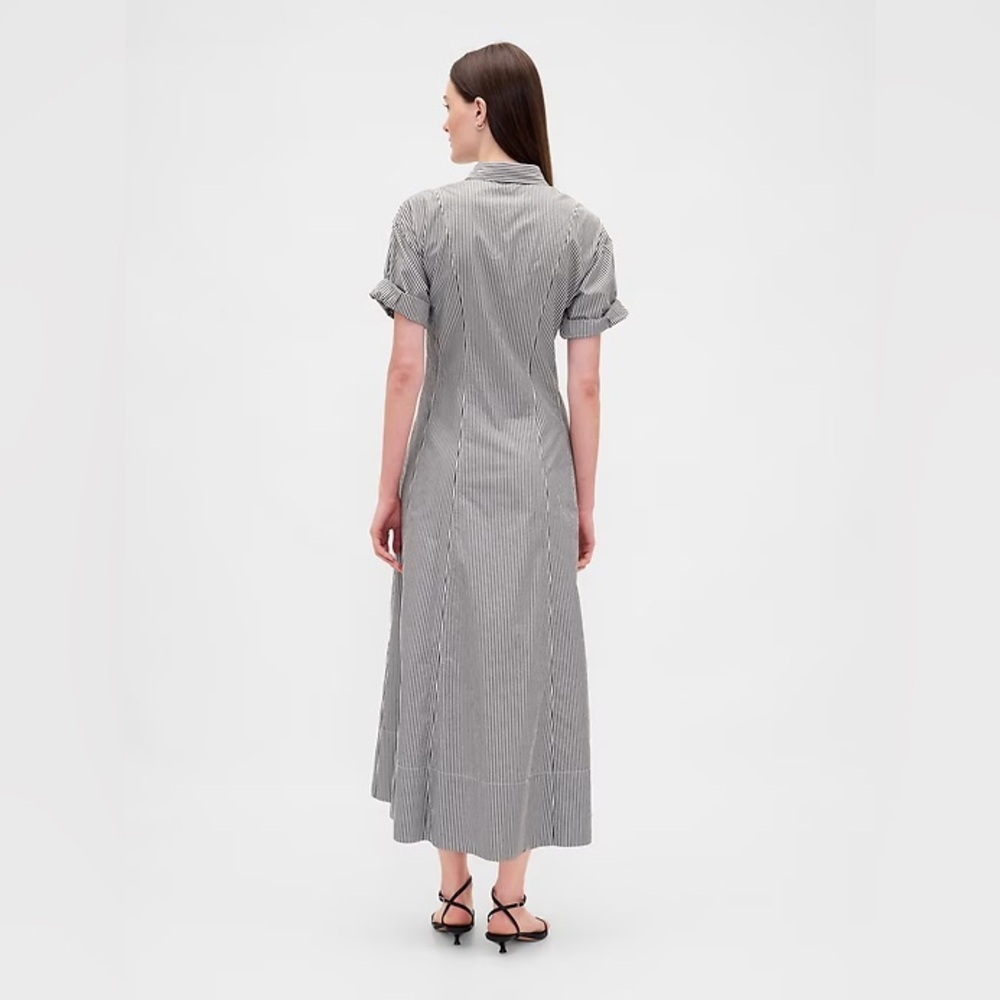 NEW! GAP Stripe Poplin Roll-Cuff Midi Shirtdress - Large / Small Tall / XXL 🕹️ - Picture 2 of 9